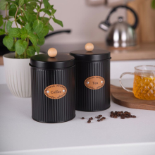 Komplet 2 pojemniki SIMO COFFEE TEA czarny